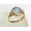 spectaculos inel victorian revival. topaz sky blue & aur 18 K. atelier european